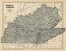 Vintage Map of Kentucky & Tennessee 1842