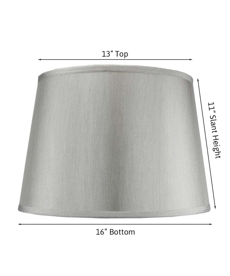 16"W x 11"H Silver Grey Hard Back Lamp Shade