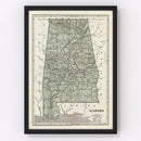 Vintage Map of Alabama 1842