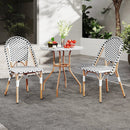 3 Piece French Bistro Table Chair Set with Outdoor Wicker Round Table and 2 Dining Chairs by LJGDeals