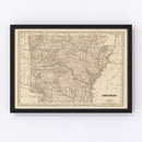 Vintage Map of Arkansas 1842