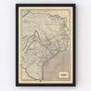 Vintage Map of Texas 1842