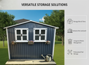 6x9 FT Outdoor Metal Storage Shed with Window & Flower Rack by HouseOfZazla
