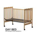 3-In-1 Convertible Crib In Natural, Made Of Sustainable Pinewood, Non-Toxic Finish, Comes With Locking Wheels, Wooden Nursery Furniture