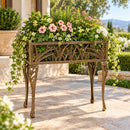 Cast Aluminum Antique Bronze Butterfly Rectangular Metal Plant Stand