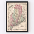 Vintage Map of Maine 1861