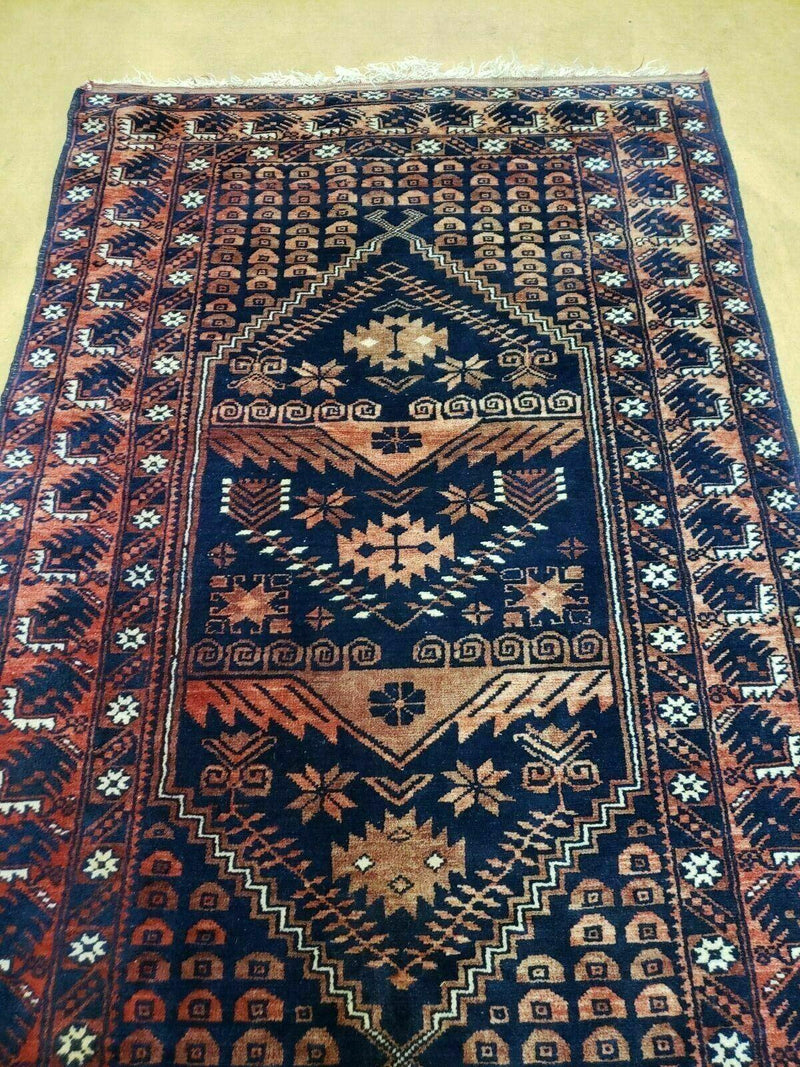 3' 4" X 5' 6" Vintage Handmade Pakistan Balouchi Balouch Tribal Wool Rug Nice