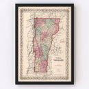 Vintage Map of Vermont 1861