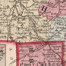 Vintage Map of Massachusetts & Rhode Island 1861
