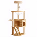 Multi-Level Wood Cat Tree Tower with Hammock & Scratching Posts