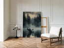 Black Swan in the Forest Mist