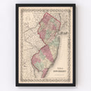 Vintage Map of New Jersey 1861
