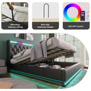 Upholstered Bed, 360 Surround LED Function, Remote Control, Hydraulic Storage Bed With USB, Type-C Charging (Without Mattress) by HouseOfZazla