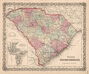 Vintage Map of South Carolina 1861