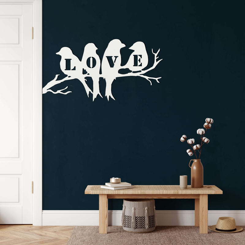 Birds on Branch Metal Wall Art