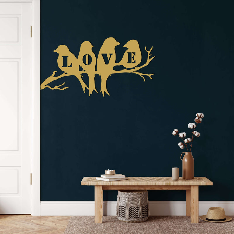 Birds on Branch Metal Wall Art