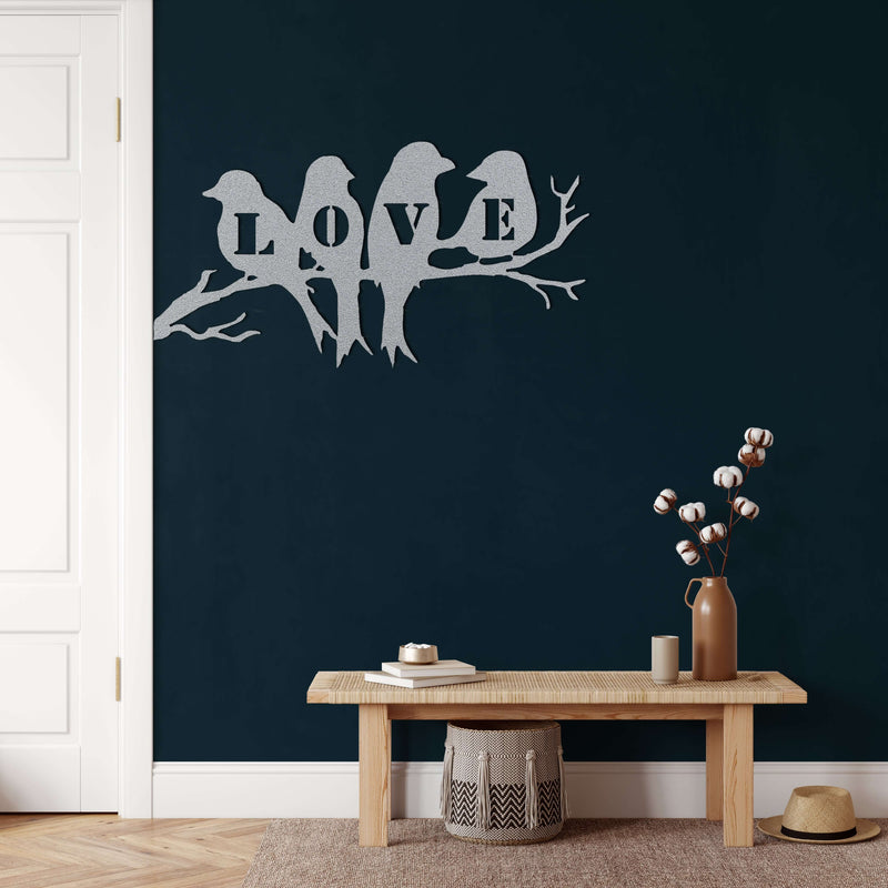 Birds on Branch Metal Wall Art