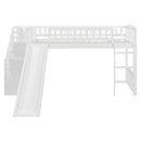 Loft Stairway Bed With 2 Drawers, Convertible Ladder And Slide by HouseOfZazla