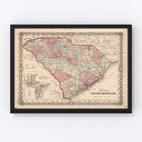 Vintage Map of South Carolina 1861