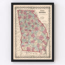Vintage Map of Georgia 1861