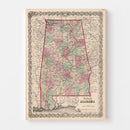 Vintage Map of Alabama 1861