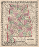 Vintage Map of Alabama 1861