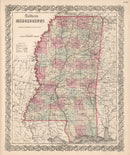 Vintage Map of Mississippi 1861