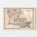 Vintage Map of Louisiana 1861