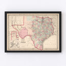 Vintage Map of Texas 1861