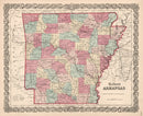 Vintage Map of Arkansas 1861