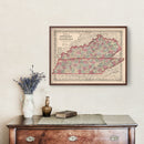 Vintage Map of Kentucky & Tennessee 1861