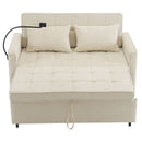 Pull-Out Sleeper Sofa With Reversible Backrest Cushion, Side Pockets, 2 USB Ports And A Phone Holder For Living Room