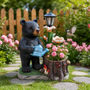 Standing Black Bear Garden Planter with Decorative Solar Lantern by HouseOfZazla