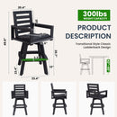 Outdoor Swivel Bar Chair, Ladderback With Wide & Thickened Frame by HouseOfZazla