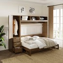 Full Size Murphy Bed With Wardrobe, Drawers, And Open Shelves - Wood by HouseOfZazla