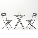 3 Pieces Patio Bistro Balcony Metail Chair Table Set-Gray