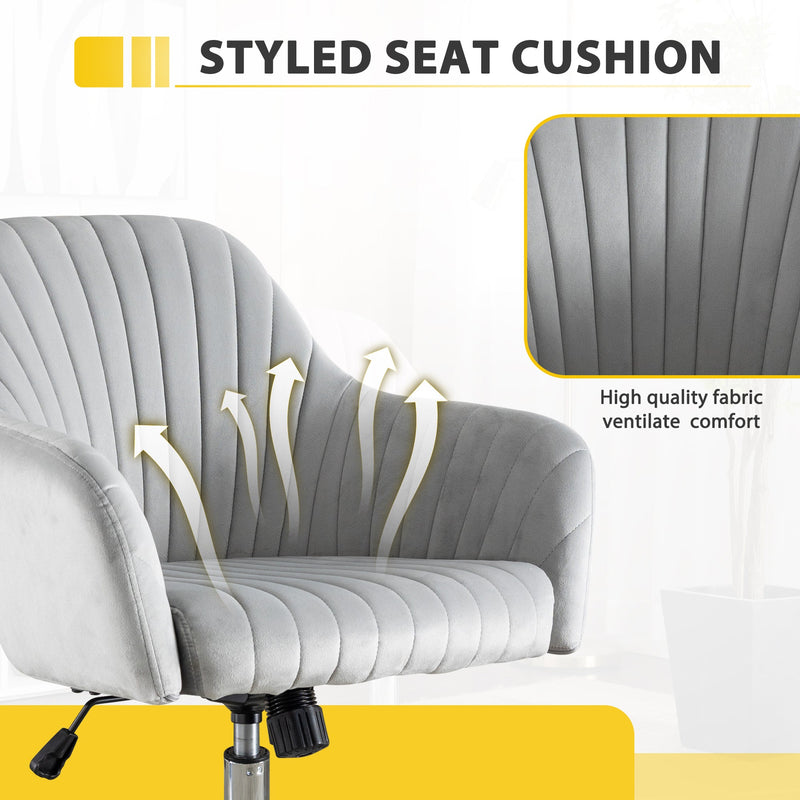 Accent chair Modern home office leisure chair with adjustable velvet height and adjustable casters (LIGHTGRAY)