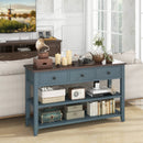50 Inch Entryway Table Narrow Long Sofa Table with Drawers and Shelves-Dark Blue by LJGDeals