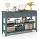 50 Inch Entryway Table Narrow Long Sofa Table with Drawers and Shelves-Dark Blue by LJGDeals