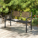50 Inch Outdoor Metal Garden Bench with Rattan-Like Backrest for 2-3 People-Black by LJGDeals