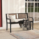 50 Inch Outdoor Metal Garden Bench with Rattan-Like Backrest for 2-3 People-Black by LJGDeals
