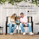 50 Inch Outdoor Metal Garden Bench with Rattan-Like Backrest for 2-3 People-Black by LJGDeals