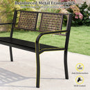 50 Inch Outdoor Metal Garden Bench with Rattan-Like Backrest for 2-3 People-Black by LJGDeals