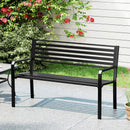 50 Inch Outdoor Metal Park Bench Patio Slatted Garden Bench for 2-3 People-Black by DirectDeals