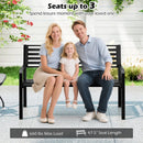 50 Inch Outdoor Metal Park Bench Patio Slatted Garden Bench for 2-3 People-Black by DirectDeals