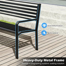 50 Inch Outdoor Metal Park Bench Patio Slatted Garden Bench for 2-3 People-Black by DirectDeals
