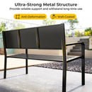50 Inch Patio Metal Bench Slatted Loveseat for 2-3 People with Mosaic Backrest-Black by LJGDeals