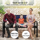 50 Inch Patio Metal Bench Slatted Loveseat for 2-3 People with Mosaic Backrest-Black by LJGDeals