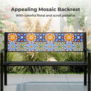 50 Inch Patio Metal Bench Slatted Loveseat for 2-3 People with Mosaic Backrest-Black by LJGDeals