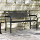 50 Inches Garden Bench with Patterned Backrest and Curved Armrests-Black by LJGDeals